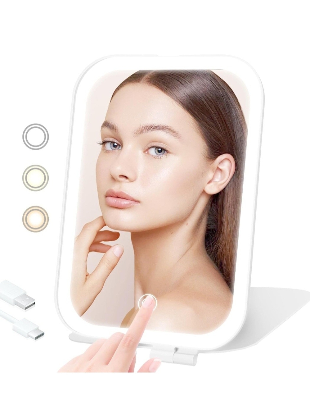 LED Makeup Mirror with Adjustable White Light for Women Skincare